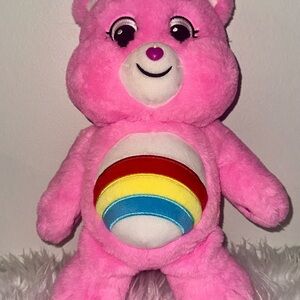 Cheers Care Bears Pink and Red Stuffed Animal with Rainbow Belly